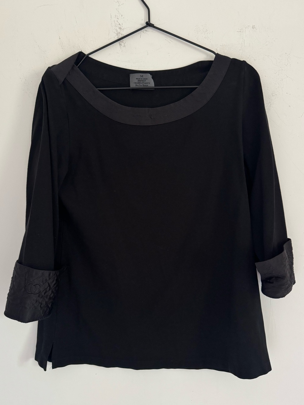 Chanel Uniform Black CC Sleeve Blouse M
